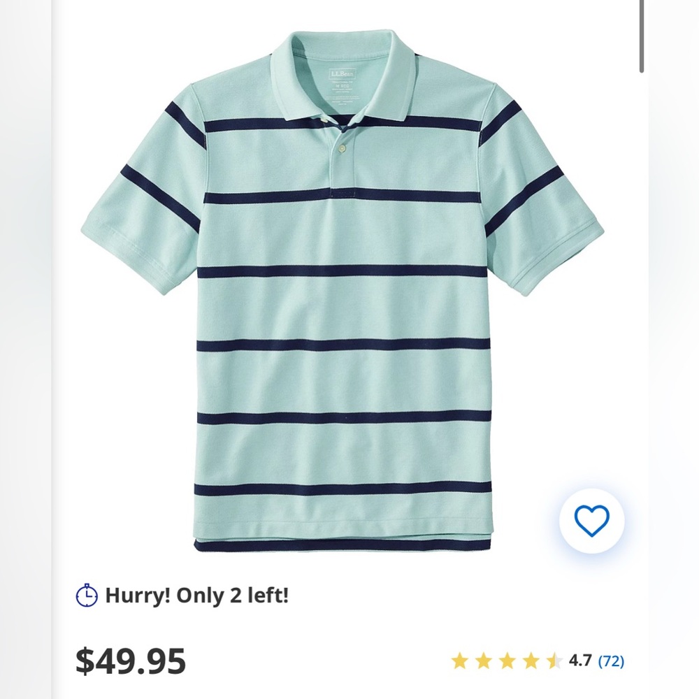 NWT LL Bean Premium Double L Polo Shirt